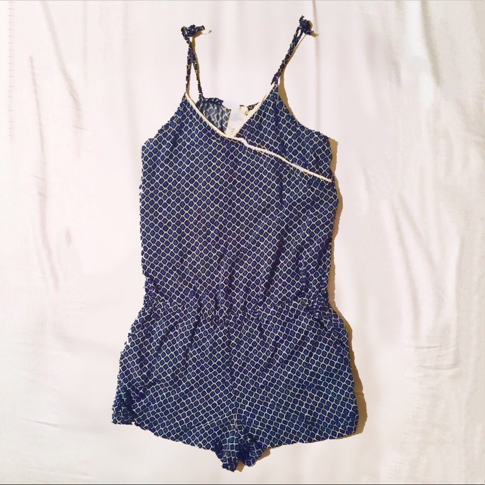 Girl’s Blue Crochet Rimmed Romper